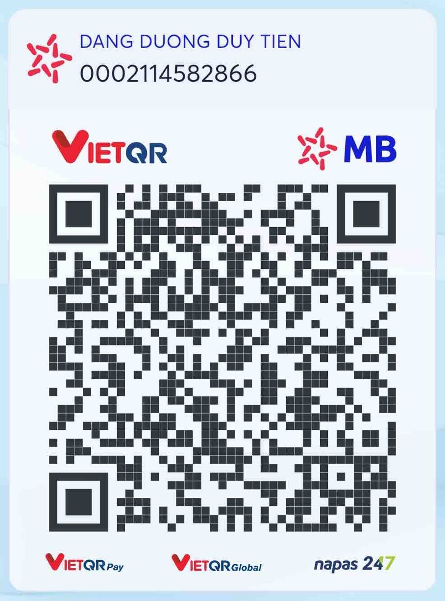 Mã QR chuyển khoản MB Bank, chủ tài khoản Dang Duong Duy Tien, số tài khoản 0002114582866